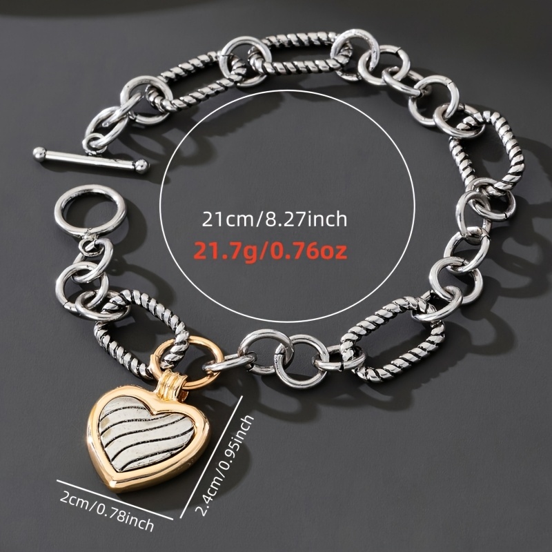 Fashionable Color Block Heart Pendant Bracelet